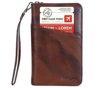 Polare Full Grain Leather Passport Holder Cover Case for Men and Women RFID Blocking Family Travel Wallet Holds 6 Passports, Coffee