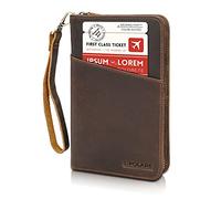 Polare Full Grain Leather Passport Holder Cover Case for Men and Women RFID Blocking Family Travel Wallet Holds 6 Passports, Dark Brown, S, Retro