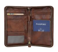 Polare Full Grain Leather Passport Holder Cover Case for Men RFID Blocking Travel Wallet Holds 4 Passports, Coffee, Minimalist