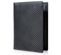Polare Full Grain Leather Passport Holder RFID Blocking Travel Bifold Wallet Passport Holders 2 Passports, Carbon Black, Slim