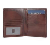 Polare Full Grain Leather Passport Holder RFID Blocking Travel Bifold Wallet Passport Holders 2 Passports, Coffee, Slim