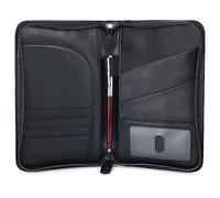 Polare Full Grain Leather Passport Holder With YKK Zipper RFID Blocking Travel Document Organizer Ticket Holder Cover Case Holds 2 Passports, Black, Vintage-inspired Minimalist