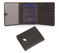 Polare Full Grain Leather Pilot Wallet Passport Holder RFID Blocking Trifold Wallet for Men Travel Cover Document Organizer for Aviation Professionals, Dark Brown with AirTag Slot, Trifold Wallet