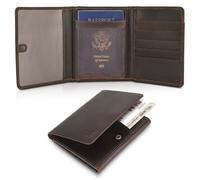 Polare Full Grain Leather Pilot Wallet Passport Holder RFID Blocking Trifold Wallet for Men Travel Cover Document Organizer for Aviation Professionals, Dark Brown, Trifold Wallet