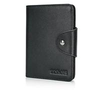 Polare Full Grain Leather Slim and Soft RFID Blocking wallet For Men Snap Bifold Travel Wallet Passport Holders 2 Passports, Black, Vintage
