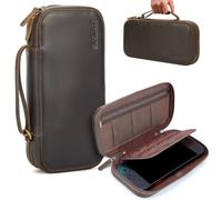 Polare Full Grain Leather Slim Carrying Case for Nintendo Switch 2 with 10 Game Card Slots - Travel Storage Case for Handheld Consoles, Features Plush Lining Interior Protection