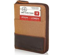 Polare Full Grain Leather Travel Passport Wallet with YKK Zipper and RFID Blocking Document Organizer Holder 2 Passports, Brown, Modern