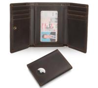 Polare Full Grain Trifold Wallet with AirTag Slot RFID Blocking Credit Card Holder with ID Window for Men