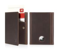 Polare Leather Pilot Wallet Passport Holder RFID Blocking Tri-fold Travel Cover Document Organizer for Aviation Professionals, Dark Brown with AirTag Slot, Leather Pilot Wallet