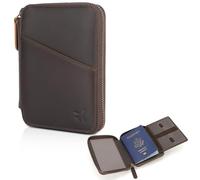 Polare Leather Pilot Wallet Passport Holder RFID Blocking Tri-fold Travel Cover Document Organizer for Aviation Professionals, Dark Brown(YKK Zipper Version), Leather Pilot Wallet