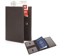 Polare Leather Pilot Wallet Passport Holder RFID Blocking Tri-fold Travel Cover Document Organizer for Aviation Professionals, Dark Brown, Leather Pilot Wallet