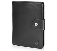 Polare Luxury RFID Blocking Leather Passport Holder Travel Wallet For Men and Women, Black(Snap Version), L, Retro
