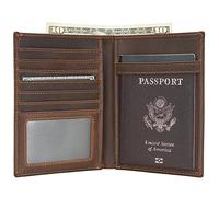 Polare Luxury RFID Blocking Leather Passport Holder Travel Wallet For Men and Women (Dark Brown)