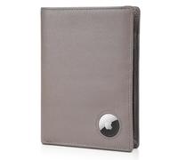 Polare Luxury RFID Blocking Leather Passport Holder Travel Wallet For Men and Women, Grey with AirTag Slot, L, Retro