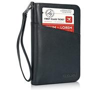 POLARE ORIGINAL Full Grain Leather Passport Holder Cover Case for Men and Women RFID Blocking Family Travel Wallet Holds 6 Passports, Black, L, Retro