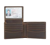 Polare RFID Blocking Cowhide Leather Bifold Wallet For Men with 2 ID Windows, Dark Brown, S, Retro