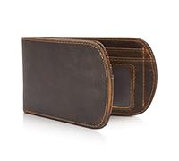 Polare Slim Curve Front Pocket RFID Blocking Italian Real Leather Bifold Wallet for Men, Dark Brown, S, Casual