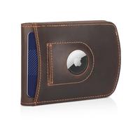 Polare Slim Curve Front Pocket RFID Blocking Italian Real Leather Bifold Wallet for Men, Dark Brown with AirTag Holder, S, Casual