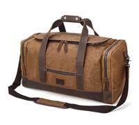 Polare Waxed Canvas Cowhide Leather Travel Duffle Bag Duffel Bag Waterproof Overnight Carry on Luggage Sport Weekender Bag For Men, Brown-23", 23x9.5x11.5 inches, Waxed Canvas Cowhide Leather