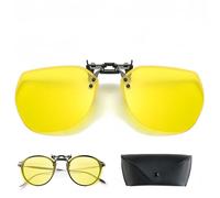 Polarised Night Driving Glasses Clip for Glasses Wearers - Improve Vision in Night and Rain Weather, Yellow HD Polarised Lenses, ISO 12312 Standard, Ultralight, Men, Women, yellow