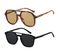 Polarised Sunglasses, Aviator Sunglasses for Women Men, Retro Vintage Aviators Double Bridge Sun Glasses UV400, Ideal for Driving Shopping Travel