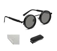 Polarized Adjustable Tint Sunglasses: 1 to 9 Gears, Round Lenses with ND Filter, Lightweight Metal Frame for Outdoor Hiking, Driving, Fishing Black