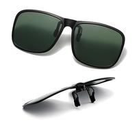 Polarized Clip On Sunglasses for Men Women, Anti-Glare UV400 Protection Flip Up Sunglasses over Prescription Glasses for Driving Travel Outdoor Sport Green