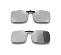 Polarized Clip on Sunglasses, Photochromic Prescription Anti Glare Driving Glasses UV400 Protection, Rectangle Clip HD Driving Glasses Rimless for Mens Women