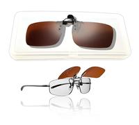 Polarized Clip On Sunglasses Polarized Flip up Driving Glasses sun glasses For Men Women，Driving/Fishing Anti Glare，Put on and Take off One-handed-Upgraded. Metal Clip, Double Sided Silicone