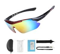 Polarized Cycling Sunglasses for Men Women - UV400 Protection, 30g Ultra-Light, Replaceable Headband, Adjustable Nose Pad & Myopia Frames, Sports Glasses for Running Driving Fishing Cycling Golf (Red)