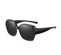 Polarized Fit Over Glasses Sunglasses - Fitover Wrap Around Eyewear for Men Women | UV400 Protective Lenses, Anti Glare Driving Shades, Large Square Frame, Black Finish, 172 Characters