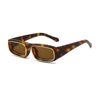 Polarized Metal Small Square Frame Sunglasses For Party Photography Shopping Men And Women(Brown)