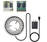 Polarized Microscope Light Anti Glare LED Ring Illuminator, USB Adjustable 96 LED Bulbs Ring Light for Industry Monocular Binocular Trinocular Stereo Microscope Camera