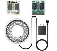 Polarized Microscope Light Anti Glare LED Ring Illuminator, USB Adjustable 96 LED Ring Light for Industry Monocular Binocular Trinocular Stereo Microscope Camera for PCB Repair