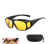 Polarized Night Driving Over Glasses, Lightweight Anti Glare Night Vision Driving Glasses TAC Yellow Lens with Side Shields Fashion Headlight Glasses for Men Women
