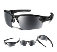 Polarized Sports Sunglasses for Men and Women Boys Baseball Cycling Running Driving Fishing Tennis Golf Motor TAC UV400 TR90, black silver, One Size