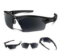 Polarized Sports Sunglasses for Men Women Youth Baseball Cycling Running Driving Fishing Tennis Golf TAC Motor UV400 TR90, Black/White, One Size