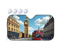 Polarized Sun Visor For Car London'S Iconic Red Bus And Big Ben Against A Clear Sky Car Windshield Sunshade Sunshade For Car Windshield Windshield Sun Shade(76x140cm)