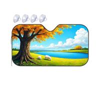 Polarized Sun Visor For Car Sheep Grazing Under A Golden Tree By The River Car Windshield Sunshade Blackout Shade Blackout Shade(70x130cm)