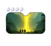 Polarized Sun Visor For Car Three Figures Walk Towards A Glowing Light In A Misty Forest Car Windshield Sunshade Blackout Shade Blackout Shade(76x140cm)