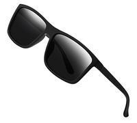 Polarized Sunglasses for Men Driving Mens Sunglasses Rectangular Vintage Sun Glasses For Men/Women, Grey Lens/Matte Black Frame, One Size