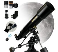 PolarLink 102EQ (4inch) Refractor Telescope 102mm Aperture 660mm Focal Length Manual German Equatorial Telescope with Slow Motion Control with Smartphone Adapter and Remote Shutter