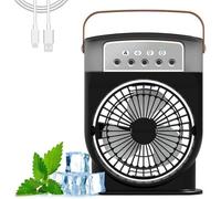 Polarlux Air Cooler, Polarlux Ice Fan, Aqua Freeze Portable Air Cooler Fan, Portable Air Conditioner, Ice Blast Fan with Ice Cooling System 3 Speeds, Rechargeable Portable Mini Misting Fan (Black)