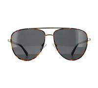 Polaroid Aviator Unisex Gold Havana Grey Polarized Sunglasses Metal - One Size