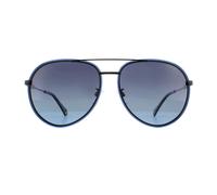 Polaroid Aviator Unisex Matte Black Grey Gradient Polarized Sunglasses Metal - One Size