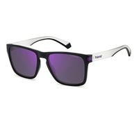 Polaroid Unisex Polaroid PLD 2139/S 5F3/MF Sunglasses Plastic Black opaque / Violet Violet Squared Polarized Mirror