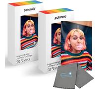 Polaroid Hi Print 2x3 Paper Cartridge, Peel and Stick, 2 Pack (40 Photos) with a Lumintrail Microfiber Cleaning Cloth