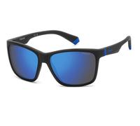 Polaroid Junior PLD 8057/S 003/5X Sunglasses Plastic Black Blue Squared Polarized Mirror