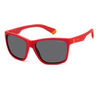 Polaroid Junior Polaroid PLD 8057/S 0Z3/M9 Sunglasses Plastic Red Grey Squared Polarized