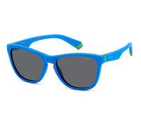 Polaroid Junior PLD 8056/S FLL/M9 Sunglasses Plastic Blue Grey Squared Polarized
